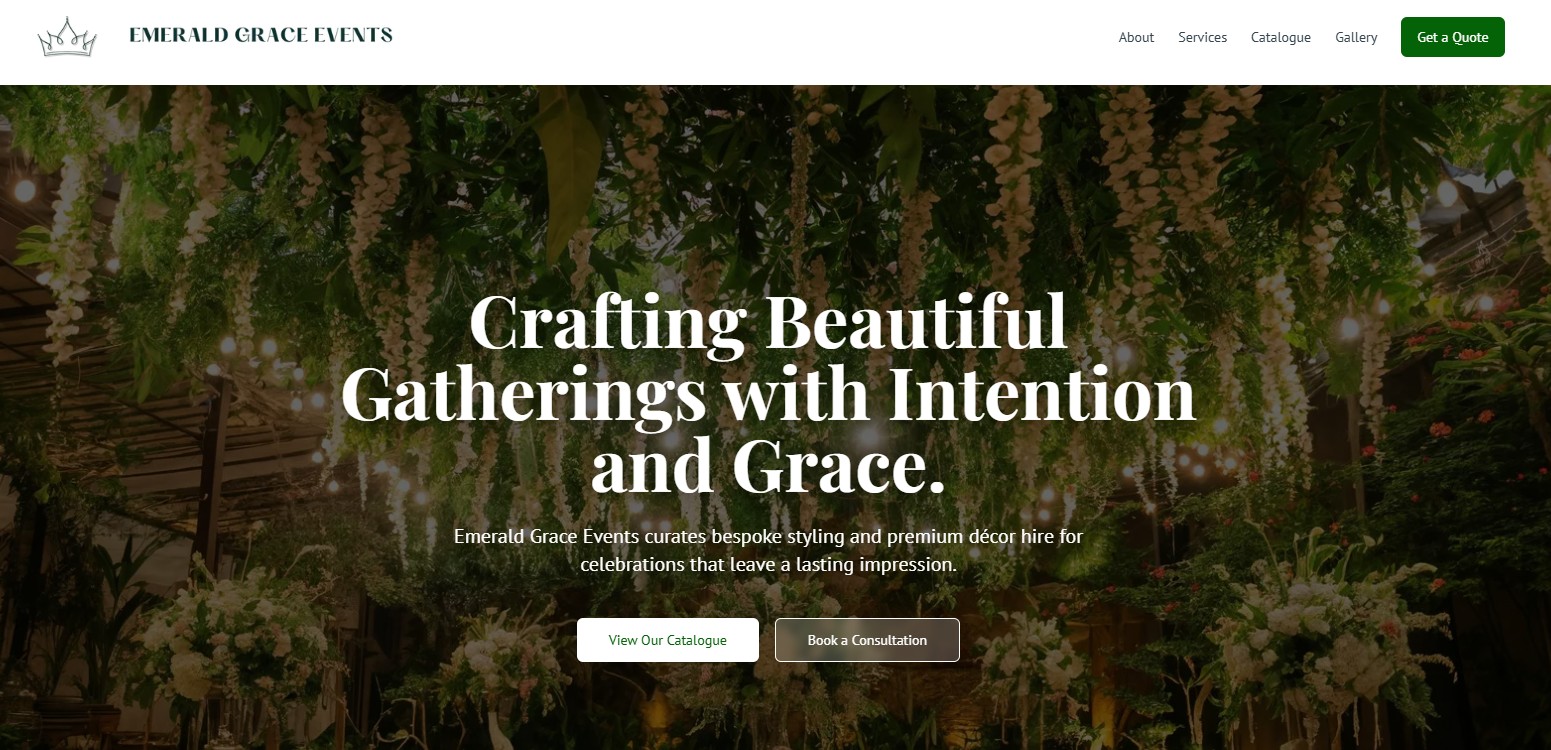 An elegant website for a wedding planner.